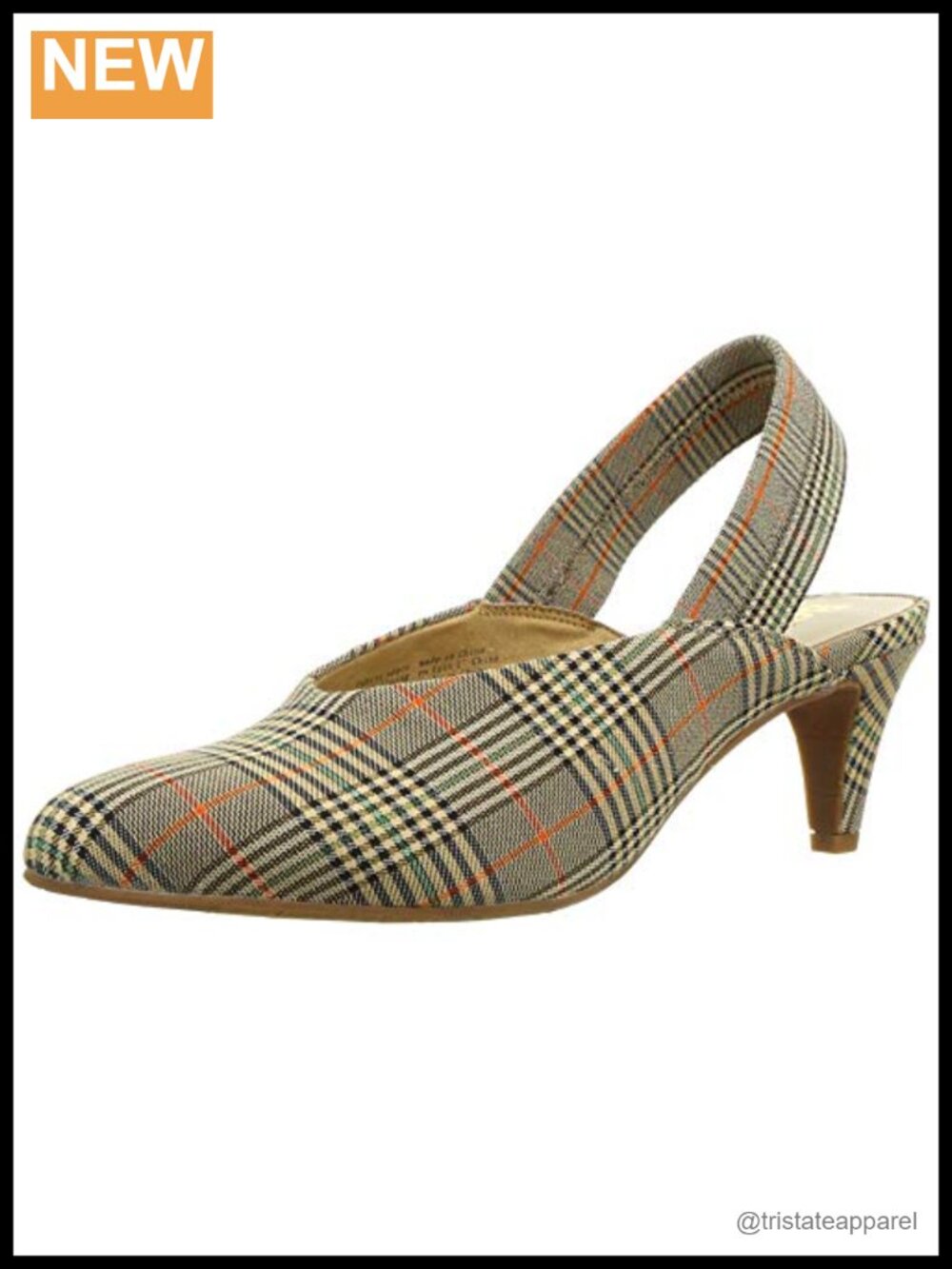 Women's Plaid Pointed Toe Slingback Stiletto Heels Padded Insole